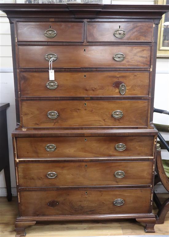 A George III mahogany chest on chest W.110cm